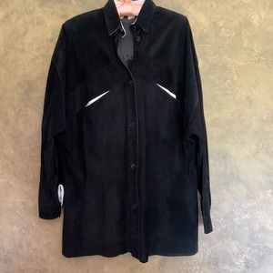 Vintage 80s Mary Dzenutis Oversized Suede Button Down Shirt Jacket Shacket